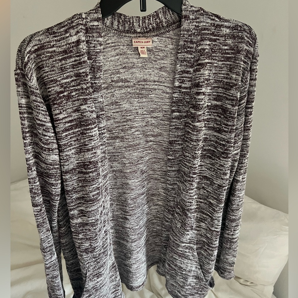 Cape Juby maroon and white pullover cardigan, women’s size M